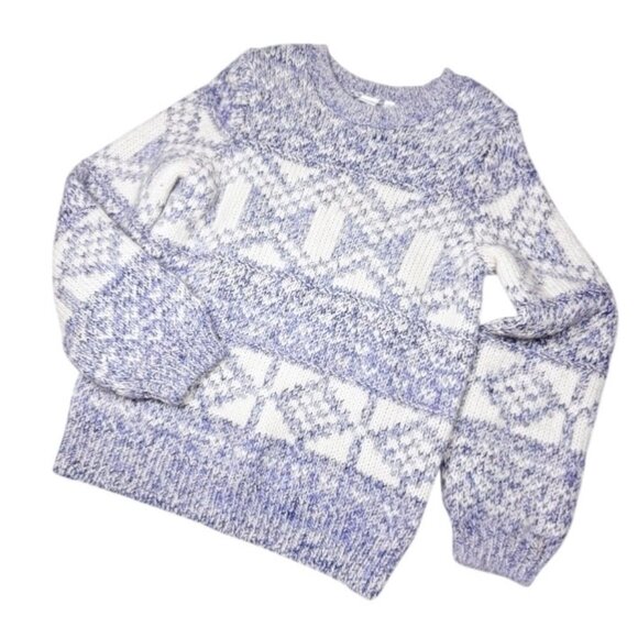 VTG Gap Fair Isle Sweater Sz.S Blue Chunky Knit Alpaca Blend Chunky Nordic Cozy - Picture 12 of 12